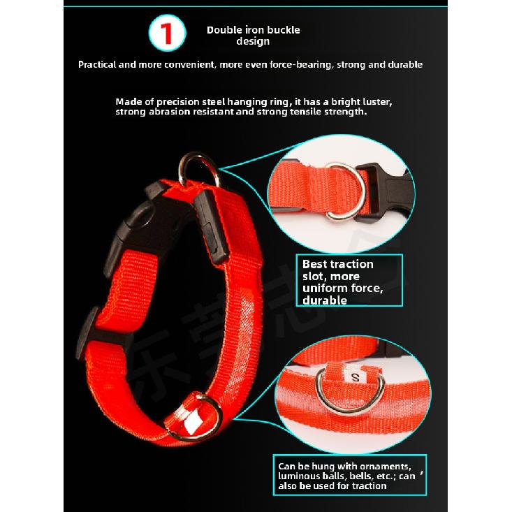 Dog Collar Nylon LED Night Safety Flashing Glow In The Dark Pet Dog Leash Pet Dogs Luminous Fluorescent Dog Accessories Collar