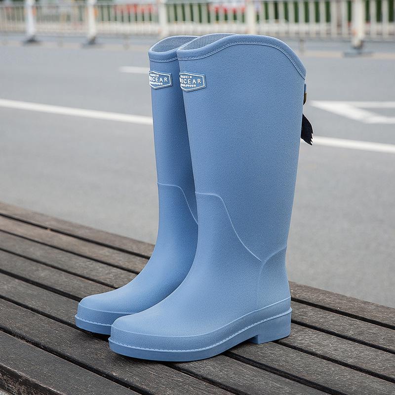 Women's Durable Waterproof Red Rain Boots - High-Top, Non-Slip, Soft-Soled for Outdoor Mountain Climbing