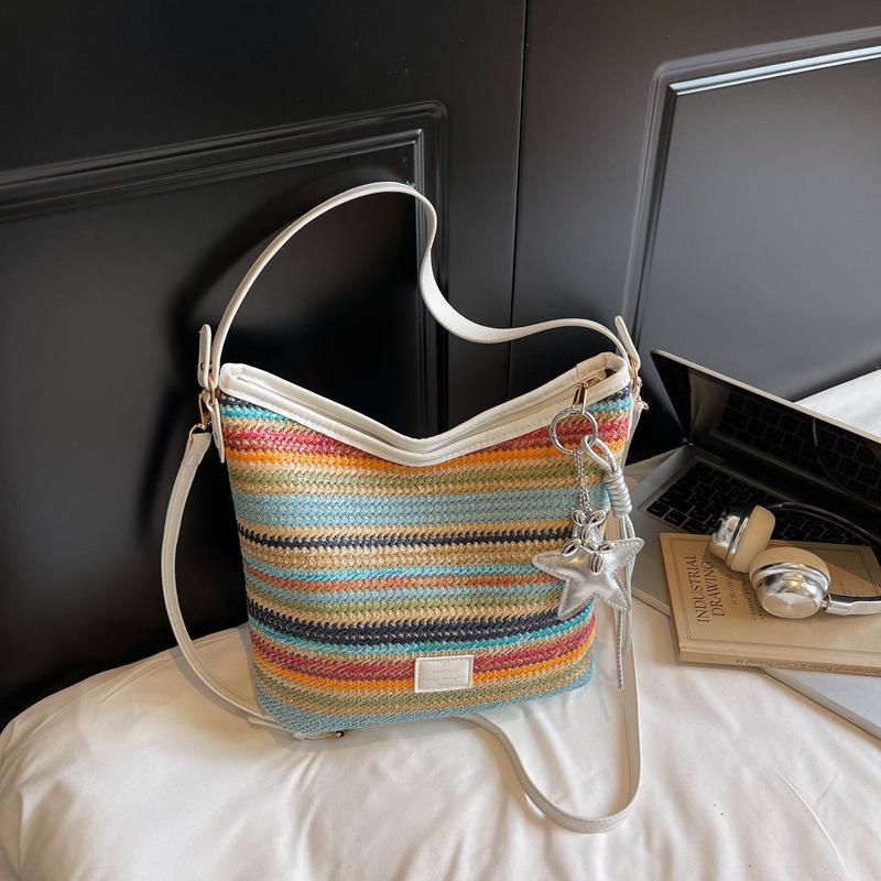 Popular Fashion Color-matching Casual Bucket Bag Elegant Shoulder Bag