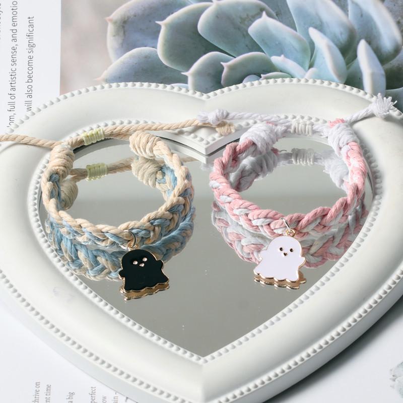 Ghost Couple Magnetic Bracelets: Cute Cartoon Pair for Couples or Besties