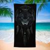 Fierce Wolf Art Beach Towel, Retro Fantasy Theme Quick-Dry Sand-Free Microfiber Bath Towel for Home, Bathroom and Outdoor Travel