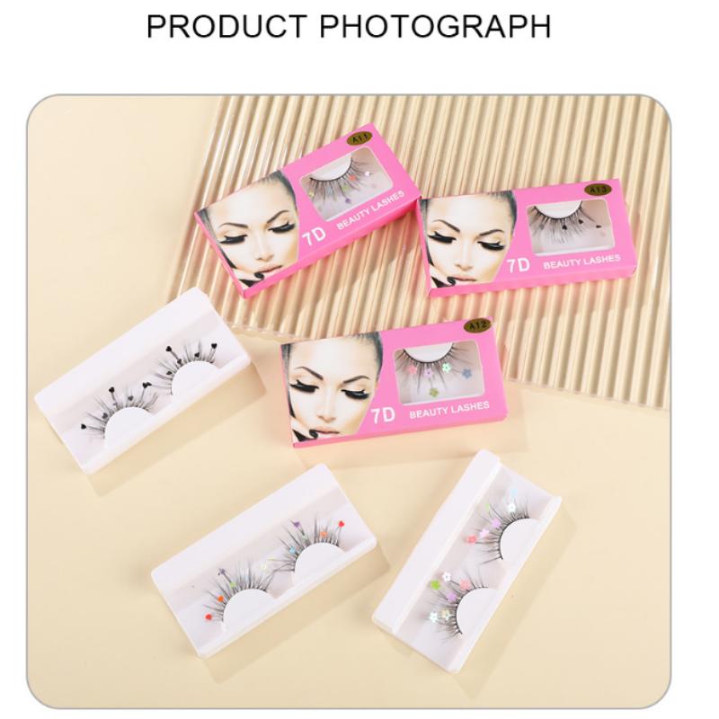 False Eyelashes Makeup Tools Natural Long Thick Volume Eyelashes Beauty Fluffy Eyelashes Sequin Flower Christmas  Eyelash Party Eyelashes