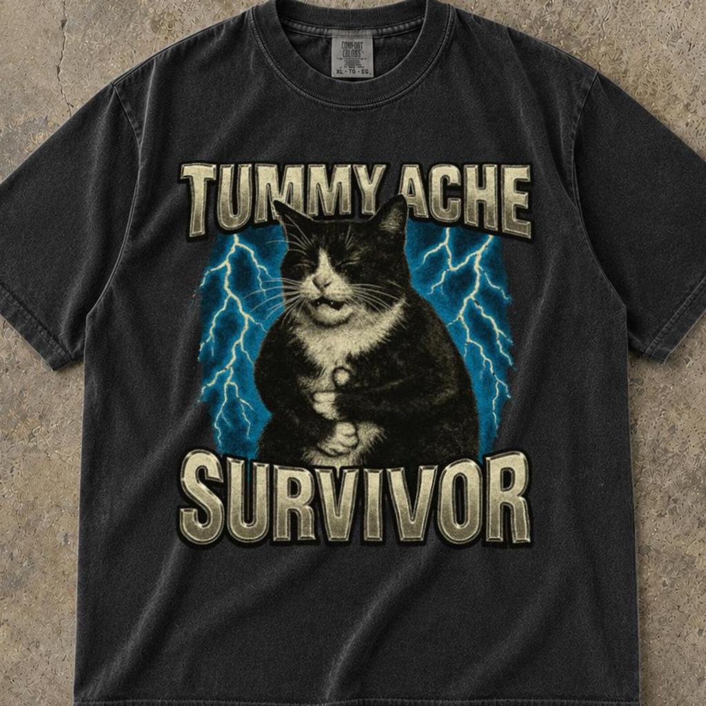 Tummy Ache Survivor Shirt, Tummy Hurts Tshirt, Tummy Ache Survivor T Shirt, Tummy Troubles Survivor Shirt, Tummy Ache Survivor Raccoon Shirt