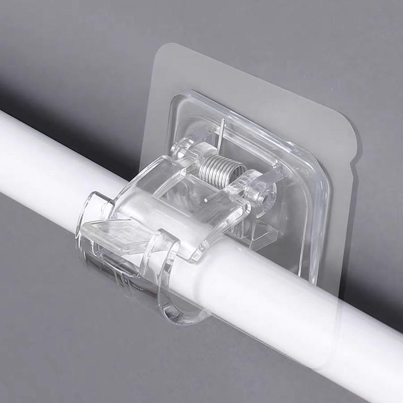 10pcs Punch Free Curtain Rod Hooks C Shaped Rack Durable Household Bracket for Window Decoration Bedroom and Office Use