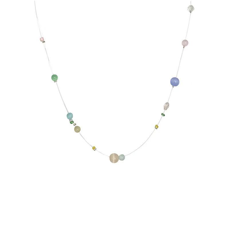 

New Girl Colorful Beaded Necklace Women Sweet and Versatile Clavicle Chain Dopamine Accessories Necklace Women Clavicle Chain