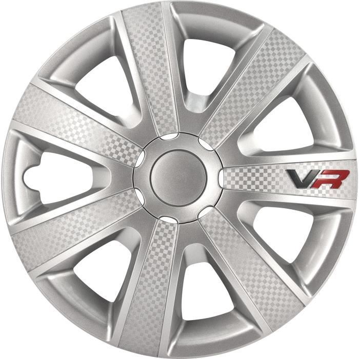 Set of 4 vr 16'' silver carbon look wheel trims