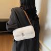 Niedliche Plüsch-Umhängetasche in Bonbonfarbe - Modische kleine quadratische Handtasche für Damen für Herbst/Winter