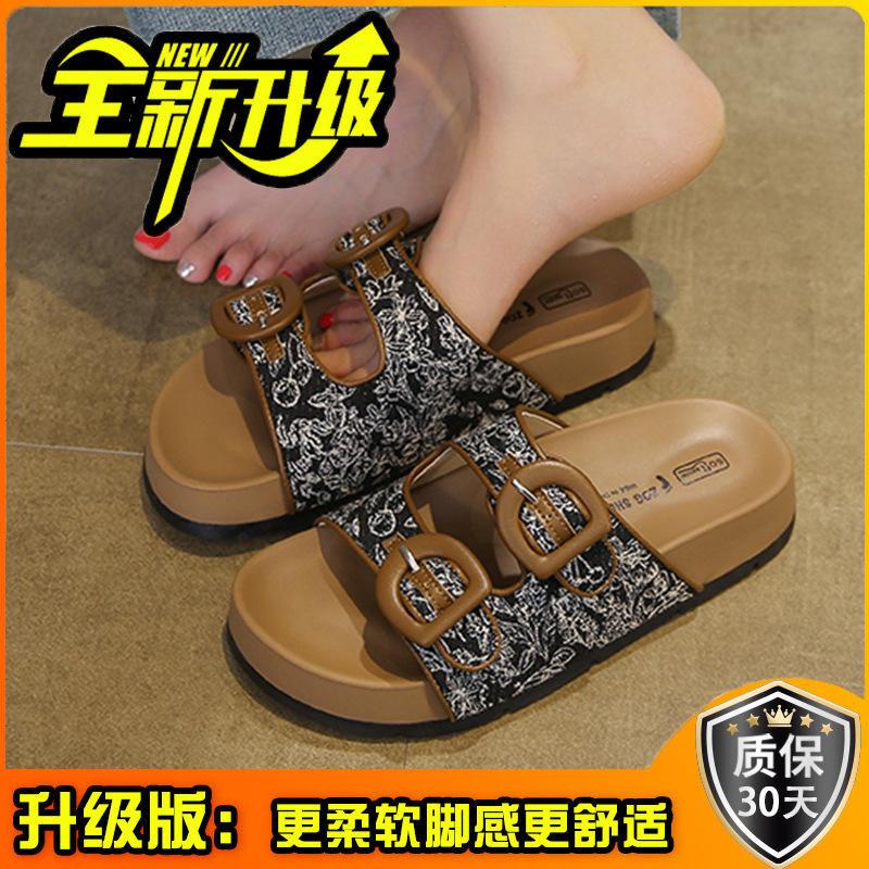 Belt buckle slippers girls summer retro outer wear thick-soled beach slippers national style comfortable casual breathable sandals