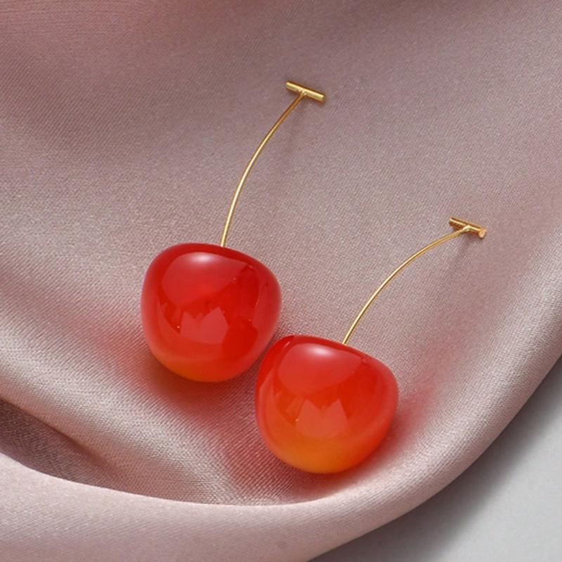 1 Pair Cherry Fruit Dangle Earrings Suitable for Women Daily Wear and Party
