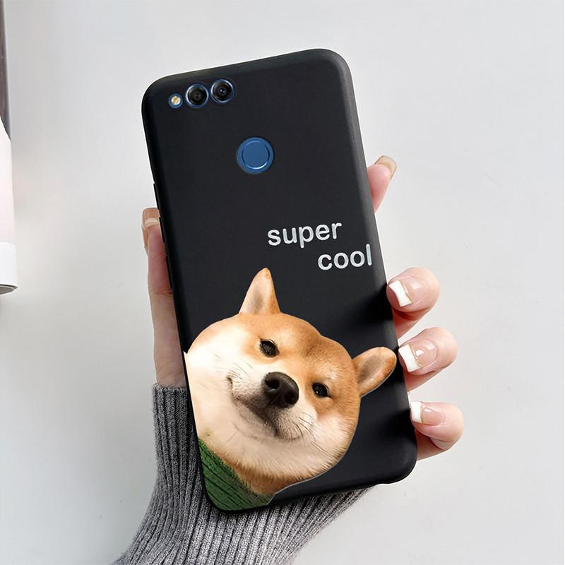 For Honor 7X Case Matte Cover Honor7X 7 X Soft Silicone Cute Cat Cartoon Case For Huawei Honor 7X BND-L21 BND-L22 BND-L24 Coque