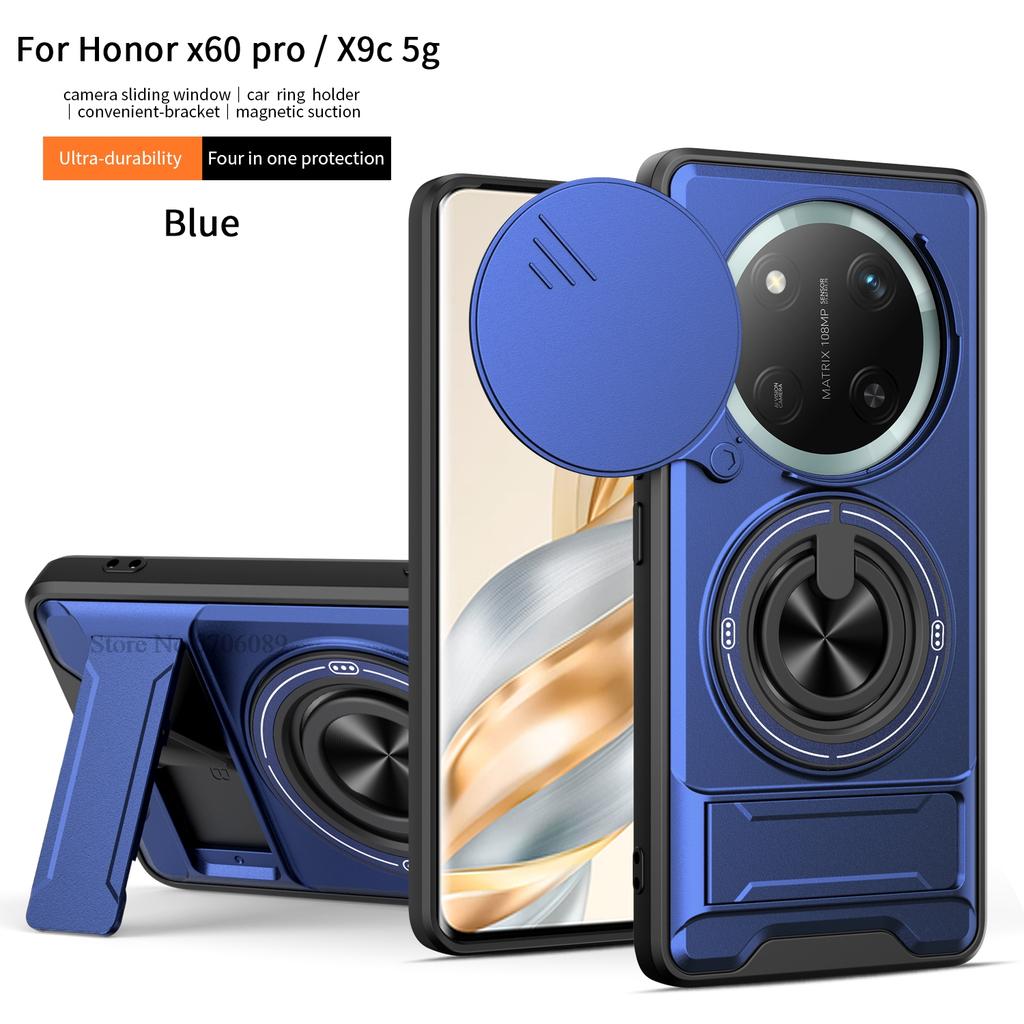 Armor Case For Honor X9C Case Shockproof Magnetic Slide Lens Protector Phone Cover For Honor X9C 5G Case Coque Fundas With Ring