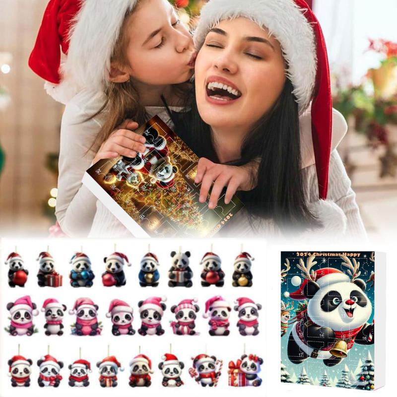 Panda Christmas 24pcs Blind Box Advent Calendar Acrylic Pendant Keychain Gift