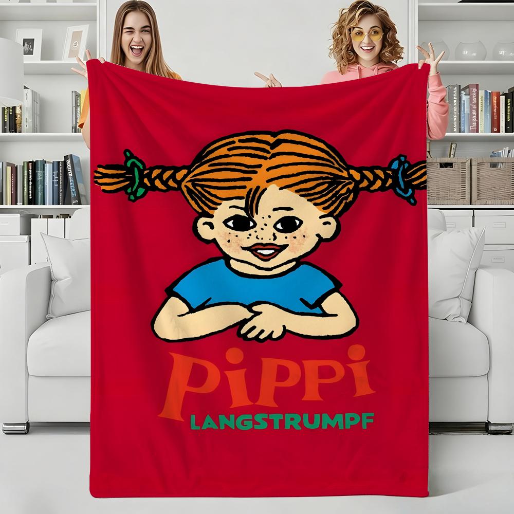 Coperta Plaid in Flanella Pippi Calzelunghe Cartone Animato Perfetta per Divano Ufficio Letto Viaggio Sonno Lettura Relax Campeggio uso quattro stagioni