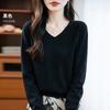 Women's V-neck Sweater Qinghe Cashmere 30% Cashmere 70% Wool Autumn and Winter Fashion Warm Versatile