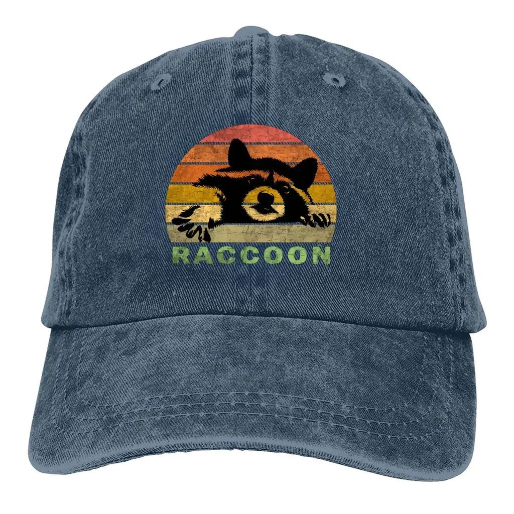 Retro Raccoon Baseball Cap Men Hats Women Visor Protection Snapback Raccoon Lover Caps