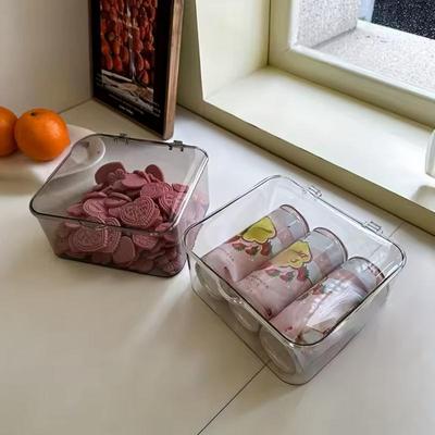 Stackable Plastic Storage Boxes With Lids Transparent Flip-Top Dustproof Organizer For Living Room Coffee Table Snack Storage
