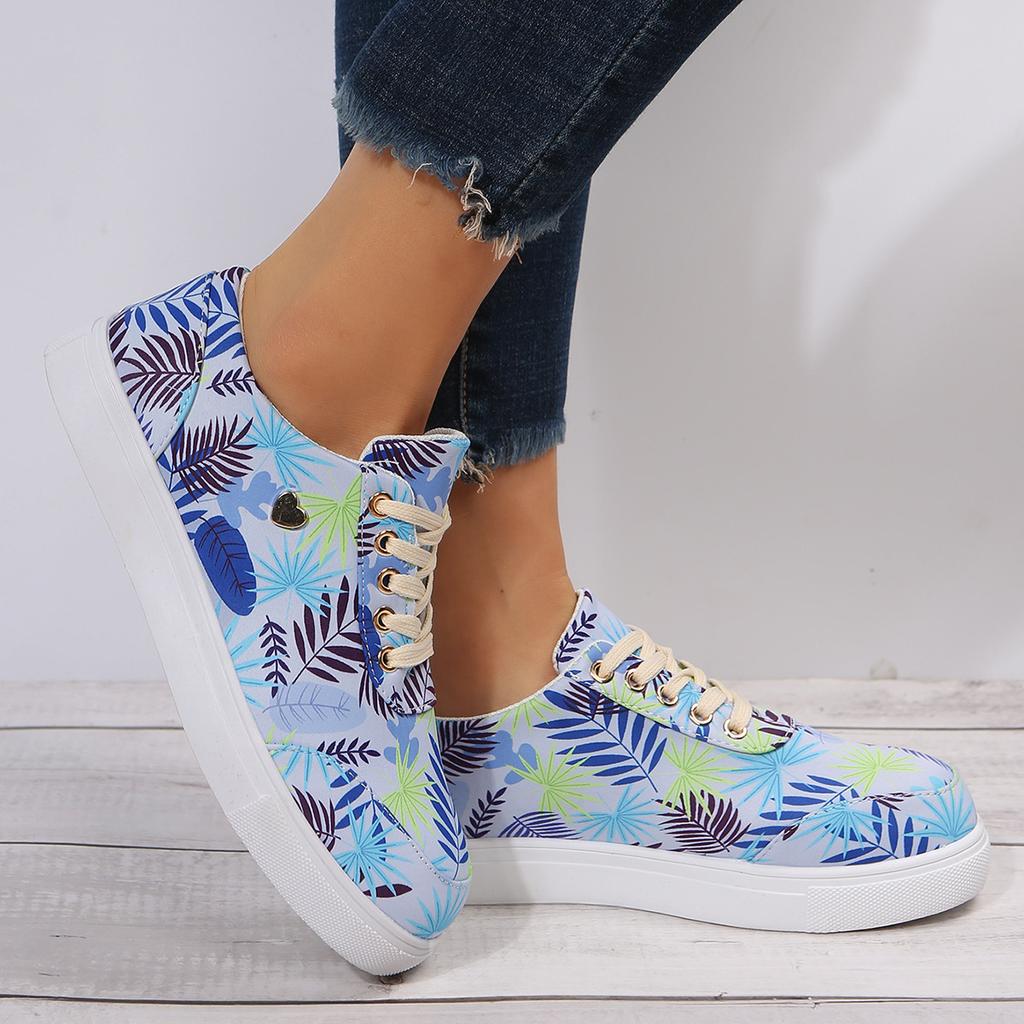 Women's Casual Flat Bottomed Lace Up Canvas Shoes