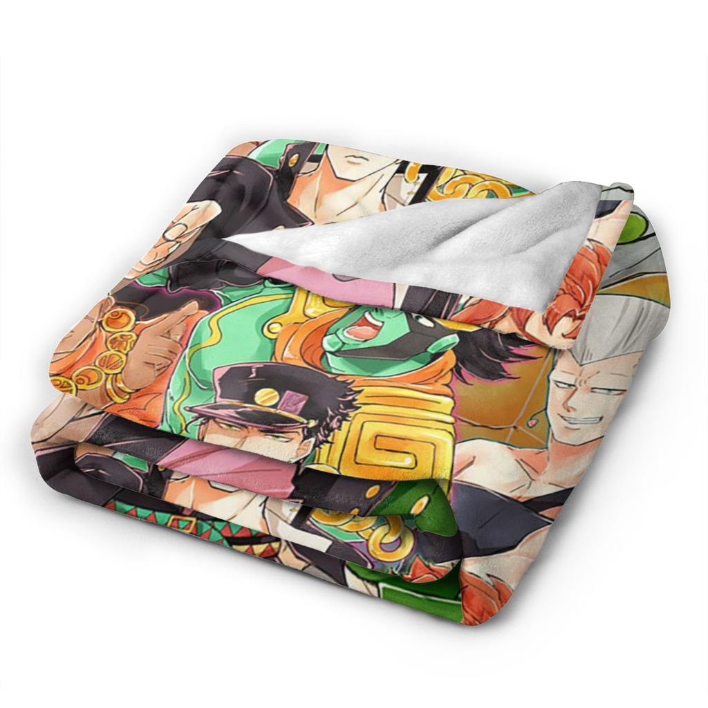 Joseph Joestar Kujo Jotaro Dio Fleece Throw Blankets Bizarre Adventure Blanket for Bed Outdoor Lightweight Bedroom Quilt