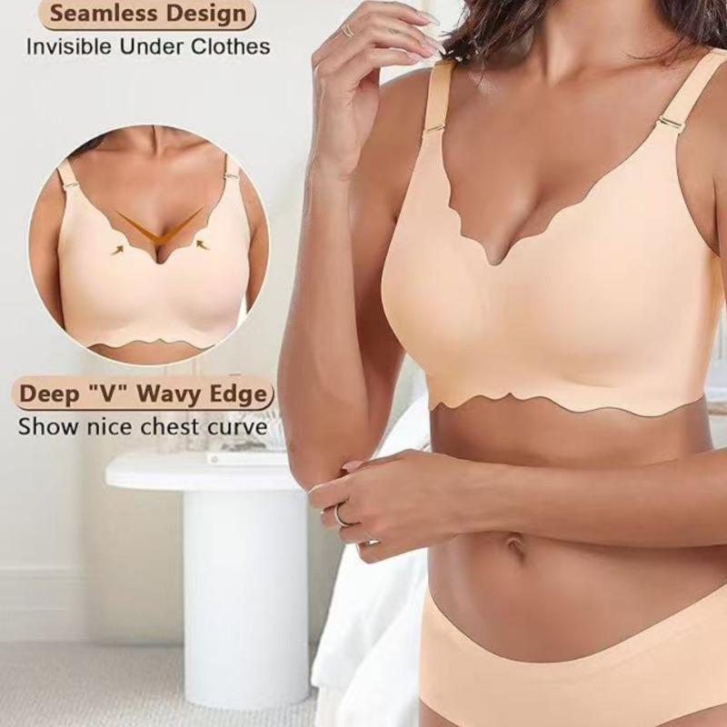 Women S Plus Size Seamless Push Up Bra Thin Wave Edge Summer Underwear
