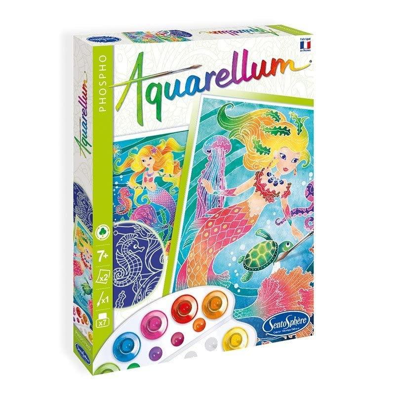 AQUARELLUM PHOSPHO Aquarellum Watercolor Painting Kit Coloring Book French Coloring Book Paint Set Type Official Japanese Product Glow-in-the-dark