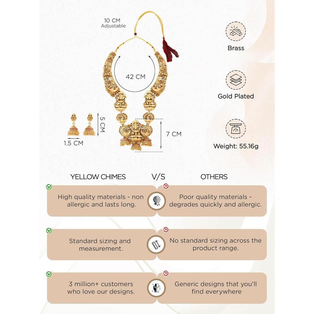 Jewellery Set for Women and Girls | Gold Plated Temple Jewellery Set Traditional | Accessories Jewellery for Women| Birthday Gift for Girls