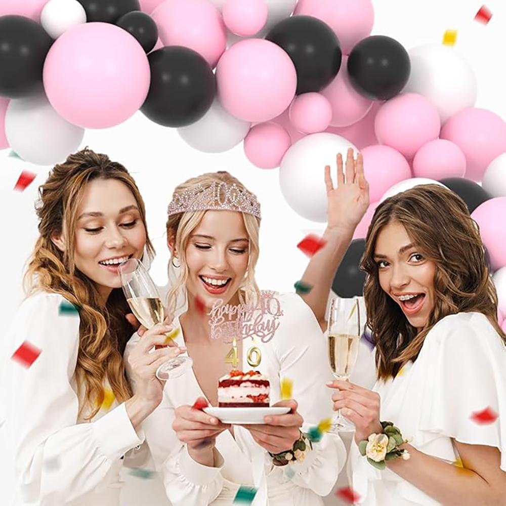 Black Pink Balloons Garland Arch White Latex Balloon Kit Baby Shower Bride Shower Wedding Anniversary Birthday Party Decoration