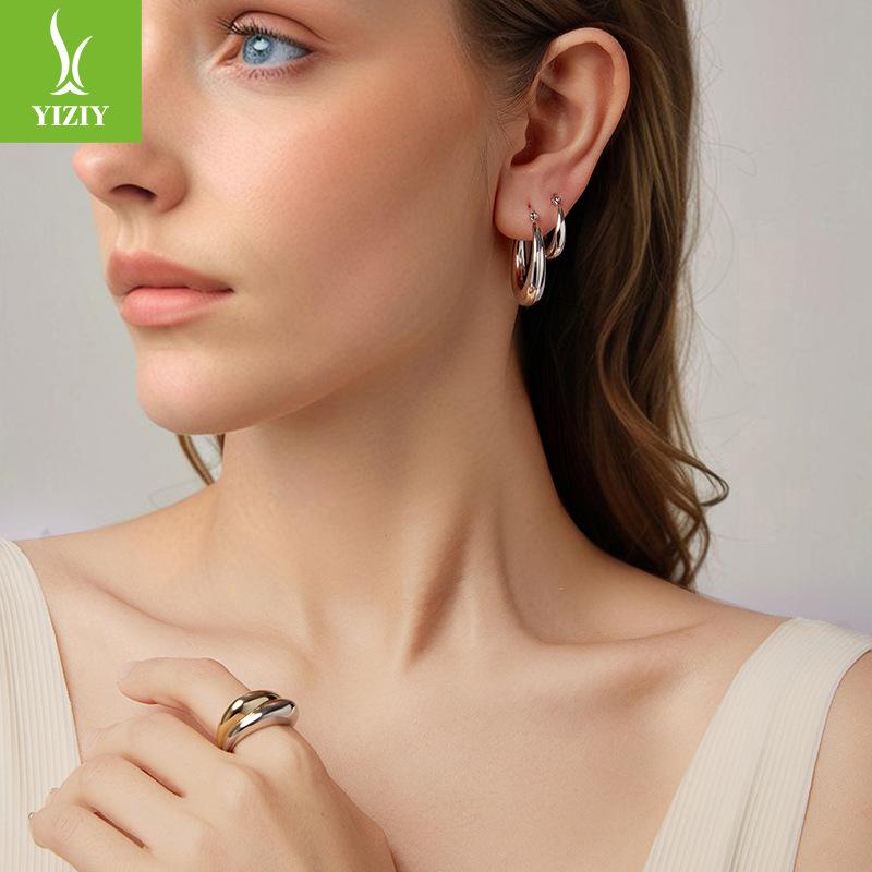 Simple Glossy Metal Texture Earrings, Ear Buckles 925 Silver Needles, Premium Ol Wind Earrings, Earrings.