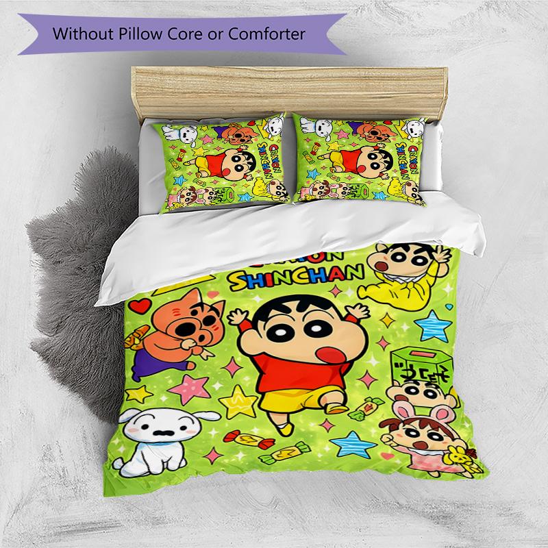 3pcs Crayon Shin-chan pattern bedding set duvet cover set includes duvet cover &pillowcases,perfect all season bedroom decoration&gift