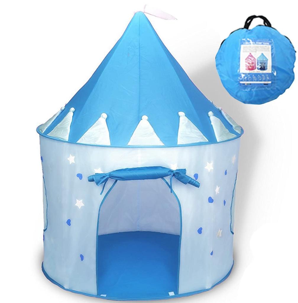 Actnow Kids' Tent, Children's Play House, Cute Foldable Castle Tent for Indoor and Outdoor Use (Blue)