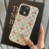 Blue Checkered Cherry Lychee Pattern Phone Case For iPhone 17 16 15 14 13 12 11 Pro Max 17 Air 15 14 Plus X XS XR 16E Soft Cover