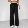 New EU & US Style Black Elastic Waist Straight-Leg Sports Pants - Women's Autumn/Winter Casual Trousers