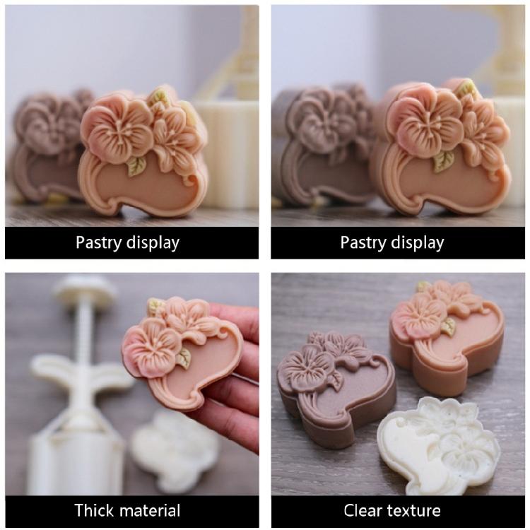 Midautumn Festival Orchid Flower Cutter Moon Cake Mould Set Used for Cake Cookie