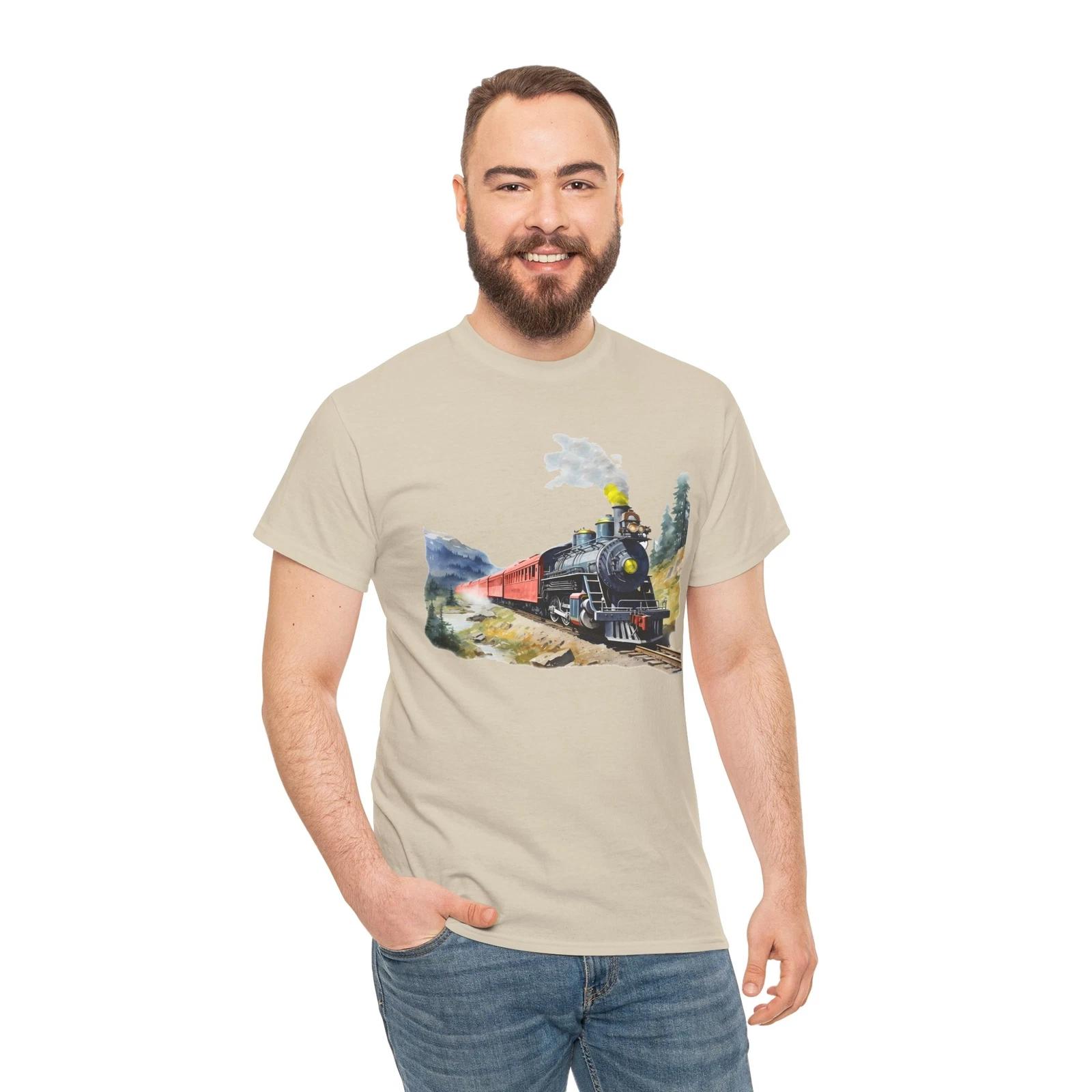 Steam Locomotive Engine Train 1880 T-Shirt Vintage train Art Painting Railrad L