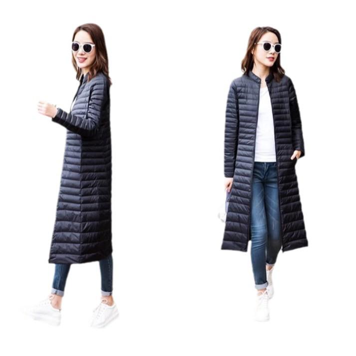 Doudoune légère mi-longue pour femme Automne/Hiver 2024, col montant, manteau amincissant longueur genou