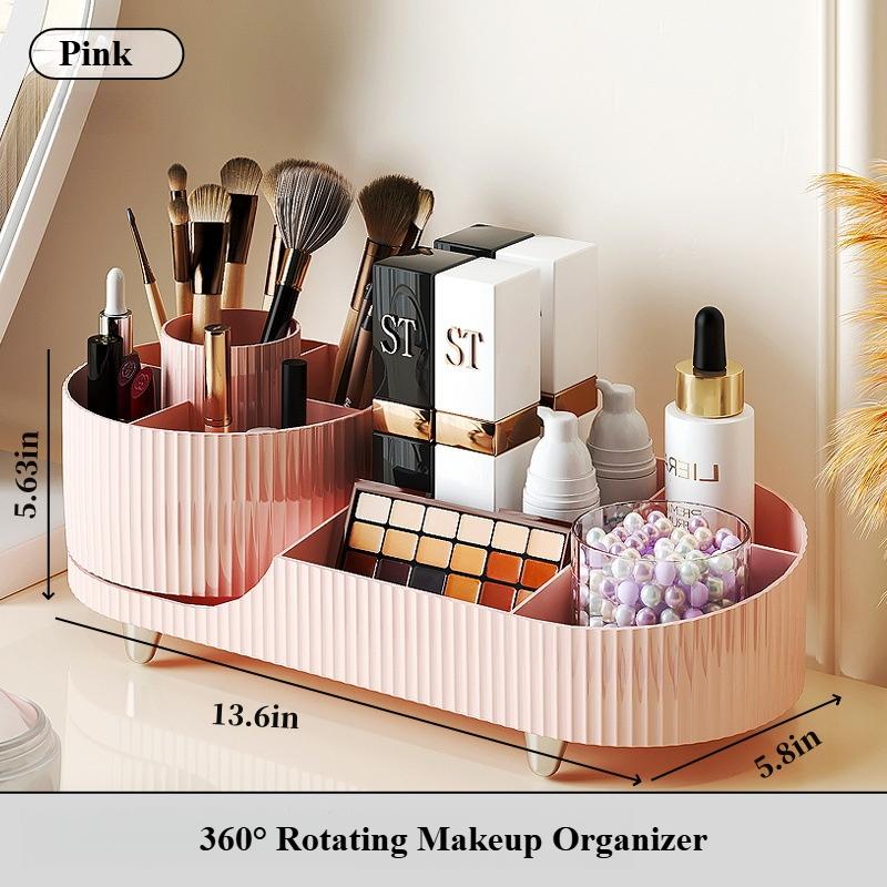 360°Rotating Makeup Organizer for Vanity Makeup Brush Holder Cosmetic Organizer Lipstick Eyebrow Pencil Holder Jewelry Container
