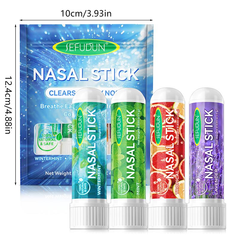 4Pcs/Pack Nasal Stick Long Lasting Effect Refreshing Plant Mint Stick Inhaler Refreshing Stick Essential Oil