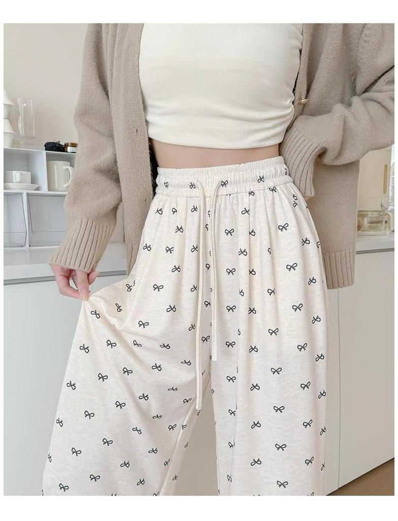 2025 High Waist Petite Bow Soft Drapey Pants - Women's Spring & Autumn