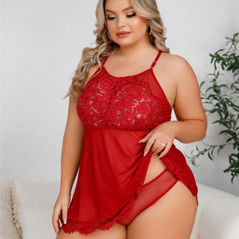 

2024 Женское длинное ночное платье больших размеров, пижама для полных женщин Wine red 4XL