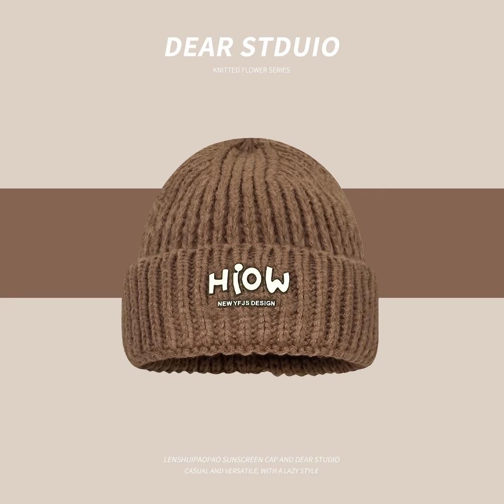 Hiow Letter Knitted Beanie For Winter Warmth Stylish Casual For Students