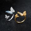 Elegant Butterfly Zircon Ring Enamel Finger Jewelry Sweet Butterfly Open Ring  Ladies Jewelry