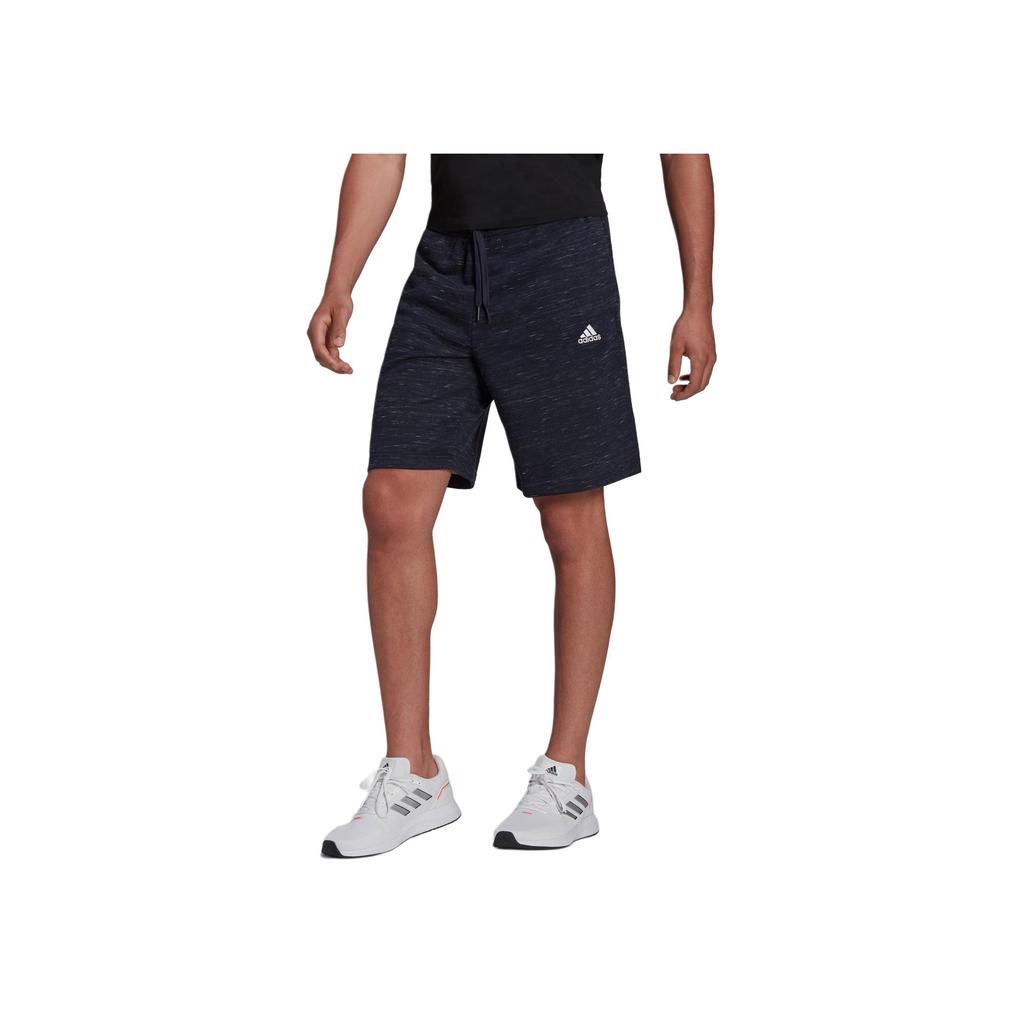 Adidas Essentials Mélange Shorts With Printed Logo Outdoor Sports Elastic Waist Mid-Rise Casual Shorts Men Shorts Legendary-Ink-Blue HE1799