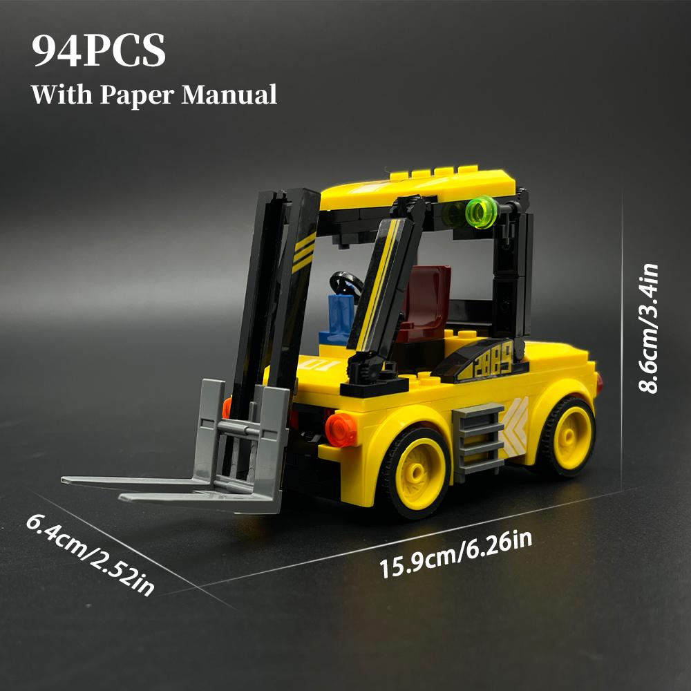 

Bricks DIY Vehicle 94PCS Engineering Forklift Building Blocks Set, Mini Construction STEM Toy, Birthday for Kids Boys Girls Gift