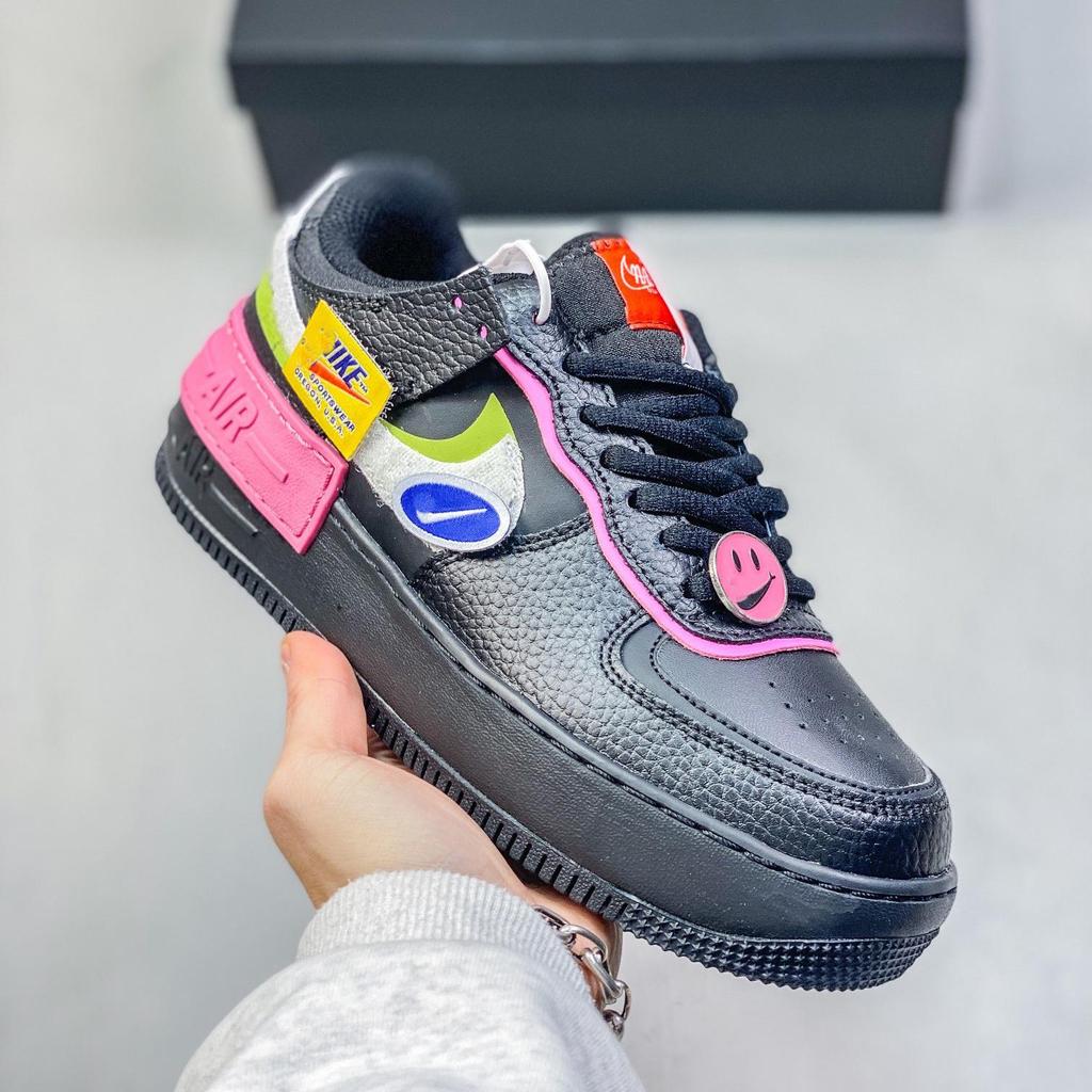 Women's AF1 Shadow Macaron Deconstructed Patchwork Sneakers - Thick Sole, Height-Enhancing, Versatile White Shoes