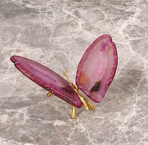 

Colored Agate Butterfly Ornament Natural Agate Chips Brass Simulation Insects Butterfly Statue Metal Figurine Home Decoration красный