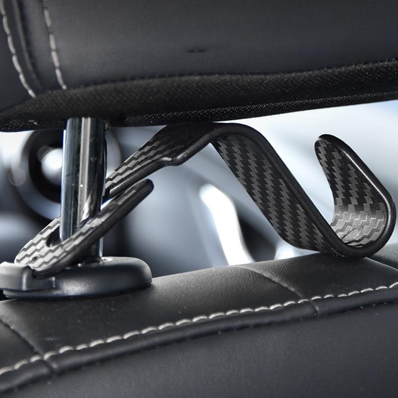2/4pcs Car Seat Hook, Save Space, Durable Car Carbon Fiber Hook, Hidden Seat Back Hook, For Hang Heavy Objects, Sundries, Bags 3.5in Car Accessories