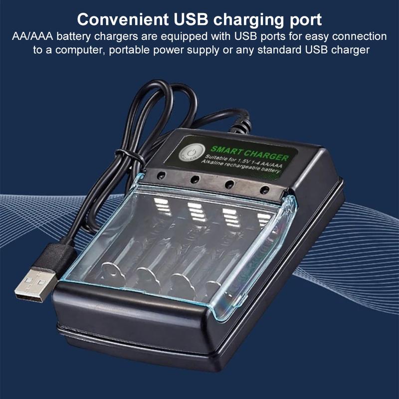 4 Slots Battery Charger Independent Charging Speedy Smart Charger Intelligent Battery Charger for 1.5V AA/AAA Batteries Charger