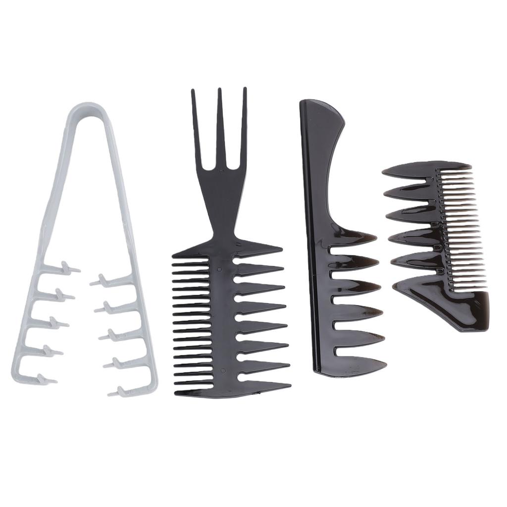 Set Pettini per Acconciatura Uomo Pettini a Denti Larghi Texture Pettine da Barbiere Parrucchiere per Capelli con Ciuffo Pompadour Set da 4 Pezzi