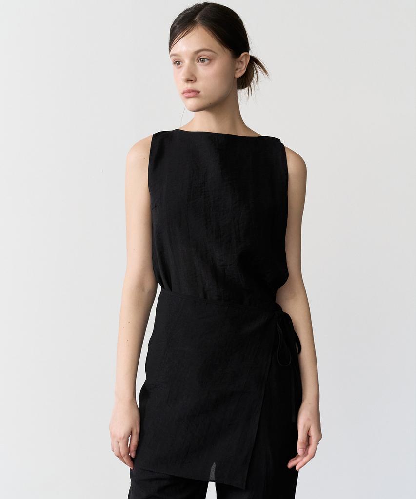 BIBYSEOB Linen Sleeveless Blouse Black [T62]