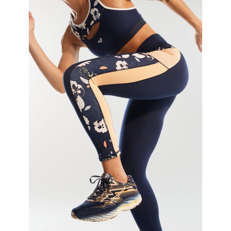 Foreign Trade Original Order Rox * Y Heart into It Buttock Lifting Waist Hugging Sports Leggings-Wild Hibiscus Blue Background