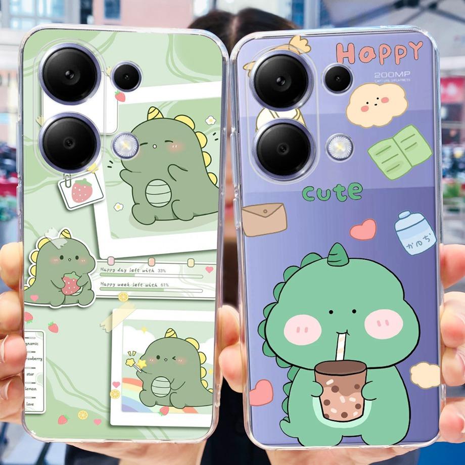 For Xiaomi Poco M6 Pro 4G Capa Case Transparent Soft TPU Slim Bumper Shell Love Heart Cute Cat Coque For Redmi Note 13 Pro 4G